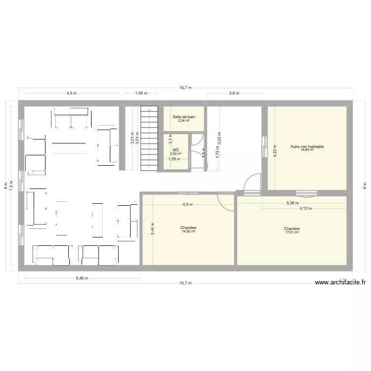 1er étage. Plan de 5 et 51 m² 1er étage. Plan de 5 et 51 m²