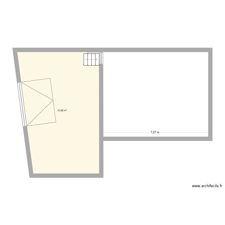 garage. Plan de 1 pièce et 42 m2