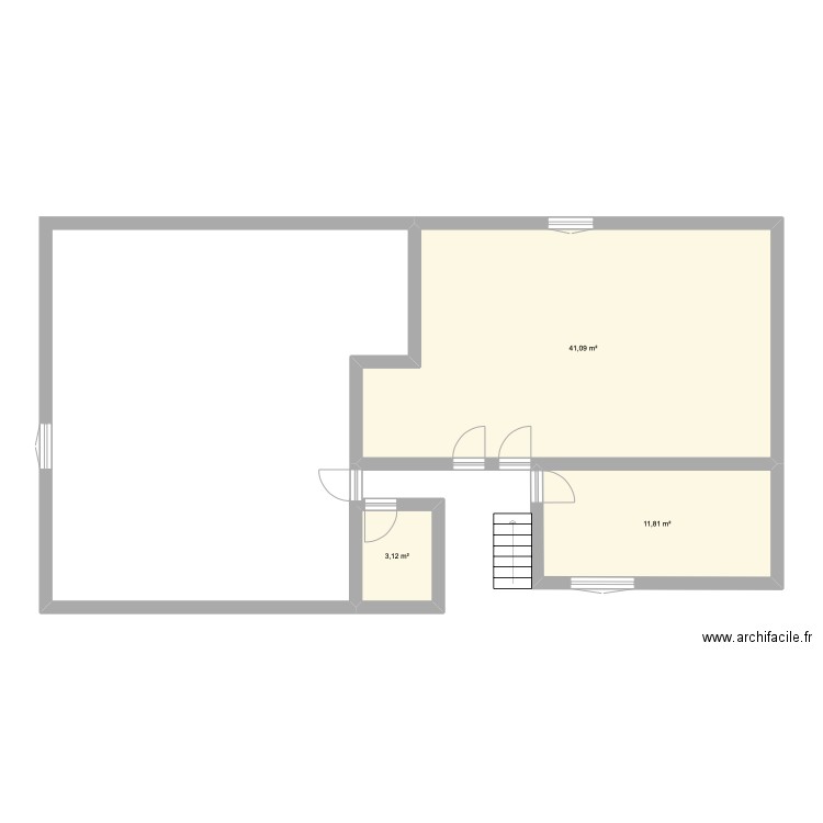 Combles Maiko et Michael. Plan de 3 pièces et 56 m2