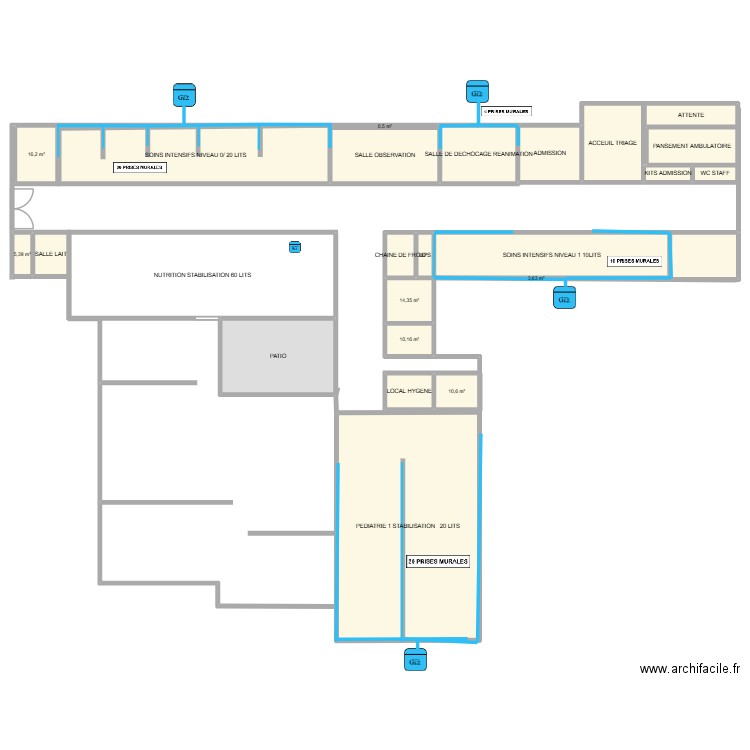 PLAN 134 LIT KLA. Plan de 25 pièces et 920 m2