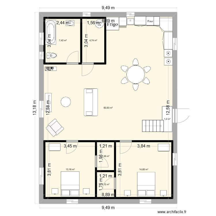 Saint-Victor. Plan de 8 pièces et 158 m2