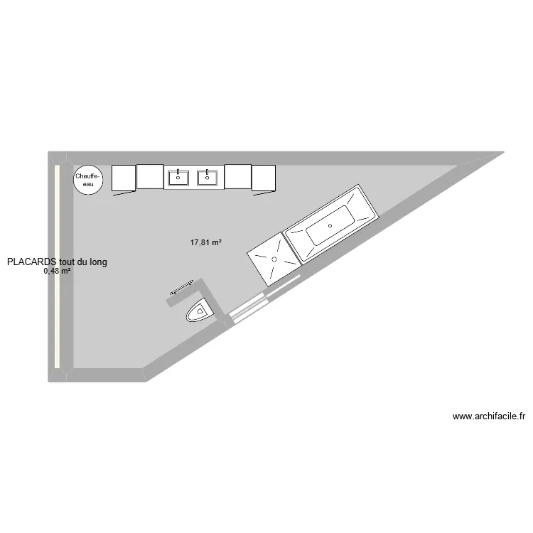 SDB des filles. Plan de 2  et 18 m²