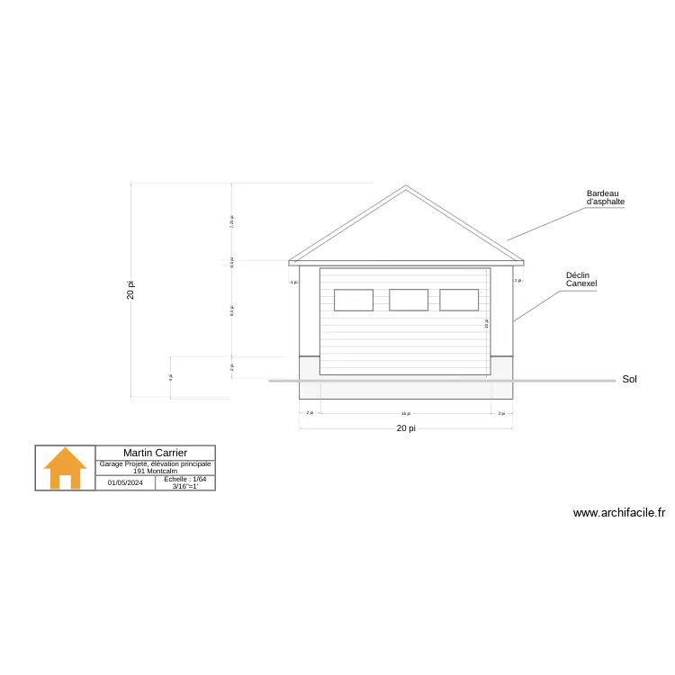Garage élévation principale (191) 2. Plan de Garage élévation principale (191) 2. Plan de