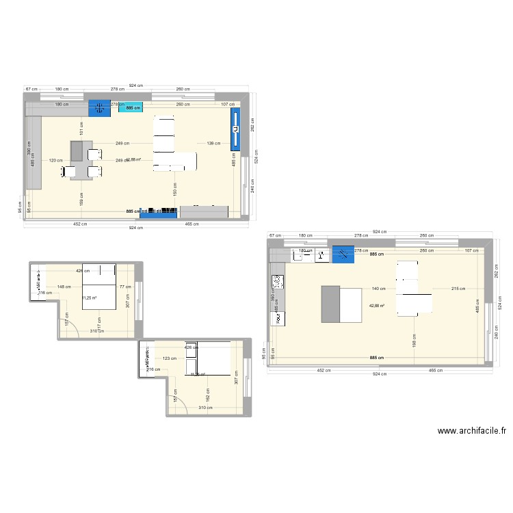 Cuisine. Plan de 4 pièces et 108 m2