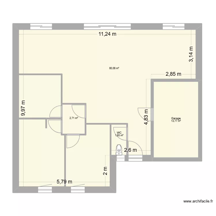 mod&eacute;l&egrave; 1 Maison Acco. Plan de 4 pièces et 106 m²