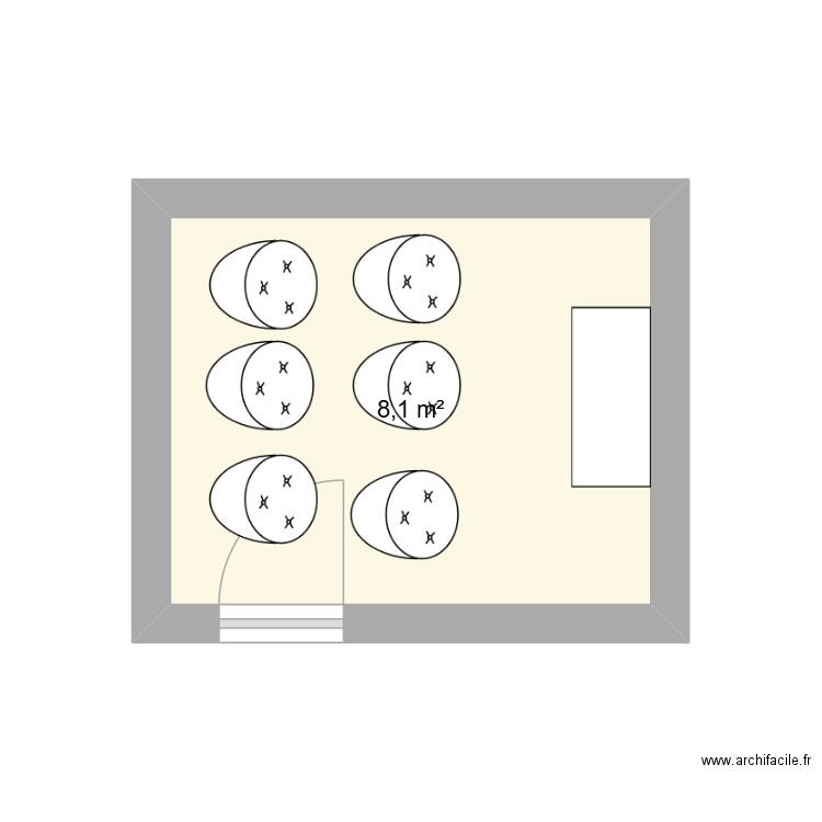 Fleury chapelle. Plan de 1 pièce et 8 m2