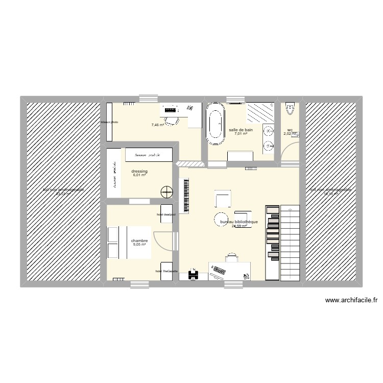 Comble après aménagement. Plan de 0 pièce et 0 m2