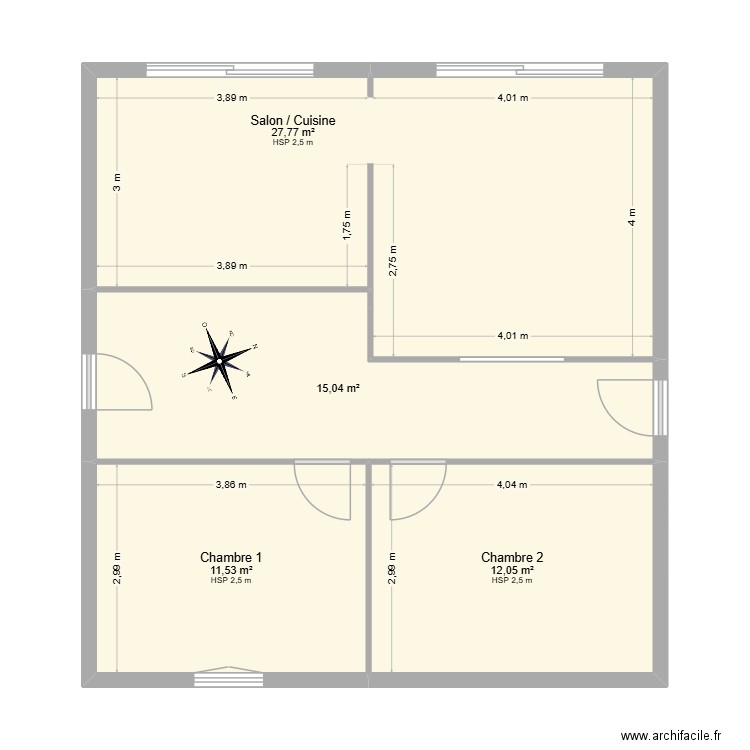 Faure 2. Plan de 4 pièces et 66 m2