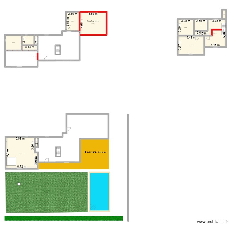 Projet 2. Plan de 15 pièces et 164 m2