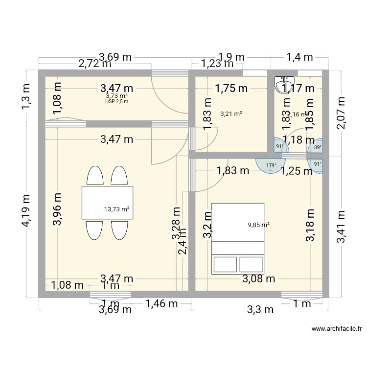 Studio Moderne KBI. Plan de 0 pièce et 0 m2 Studio Moderne KBI. Plan de 0 pièce et 0 m2