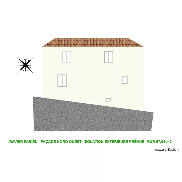 RAVIER  FABIEN PLAN FA&Ccedil;ADE NORD OUEST. Plan de 