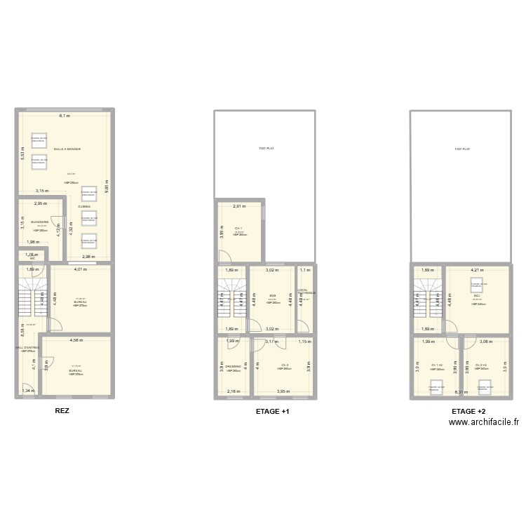 GODARD Jean-François. Plan de 14 pièces et 221 m2