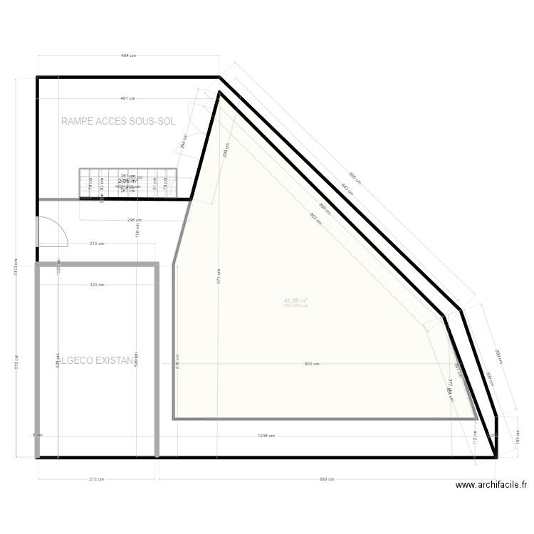 Thouesny 1er. Plan de 2 pièces et 45 m2