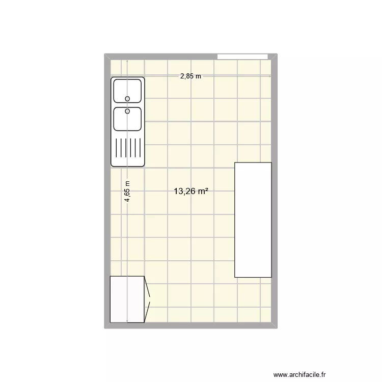 cuisine. Plan de 1 Pièce et 13 m²