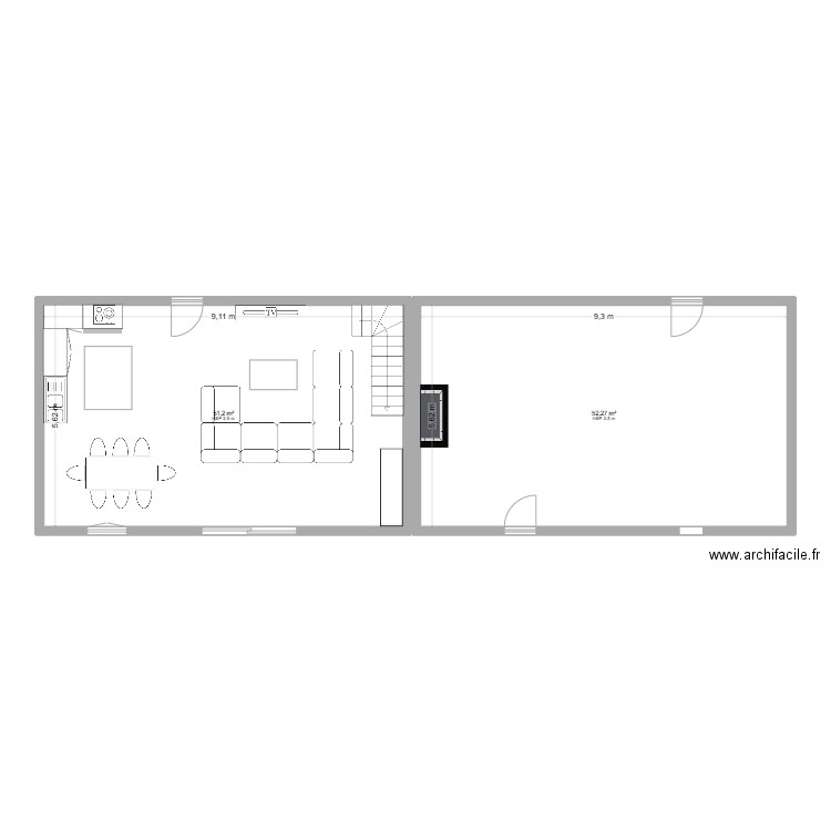 sam. Plan de 2 pièces et 103 m2