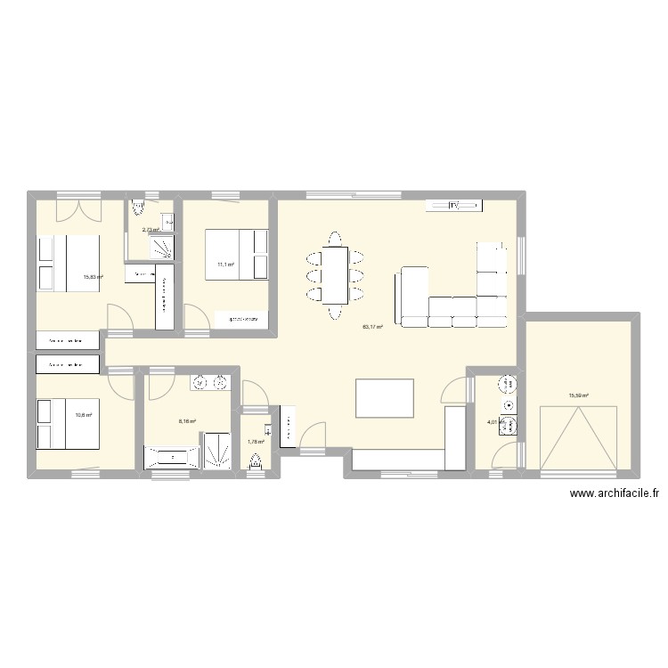 seigy 1. Plan de 9 pièces et 133 m2