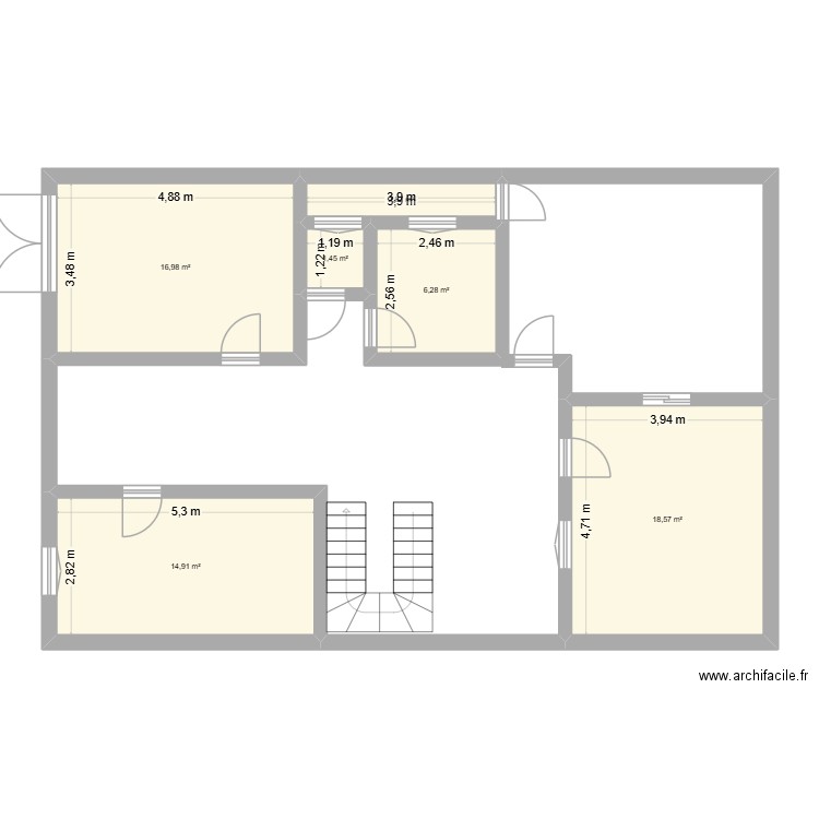 maison 2. Plan de 6 pièces et 61 m2