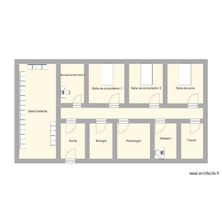 plan centre Axygate. Plan de 11 pièces et 53 m2