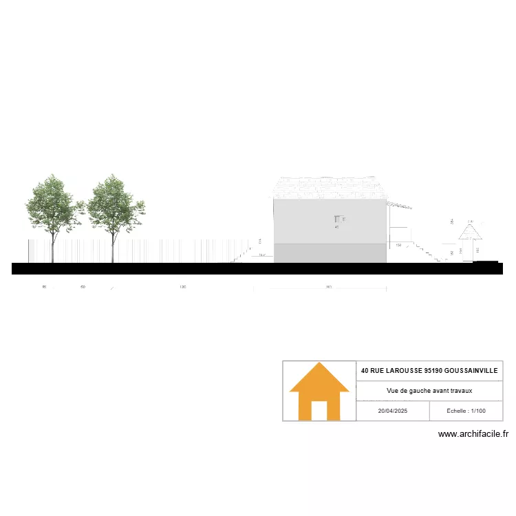 Plan vue de gauche avant travaux. Plan de 