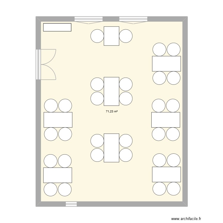 Salle étage. Plan de 1 pièce et 71 m2