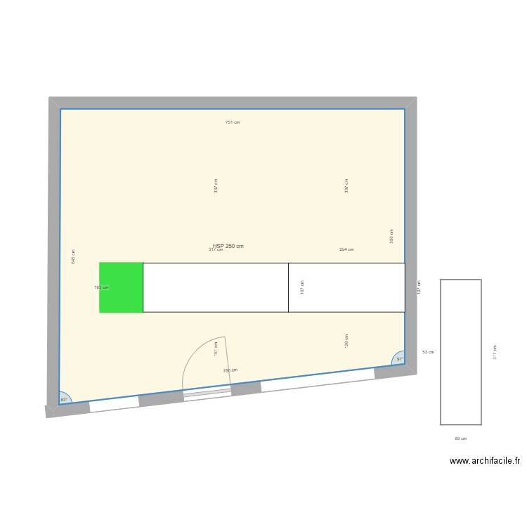 CROST. Plan de 1 pièce et 45 m2