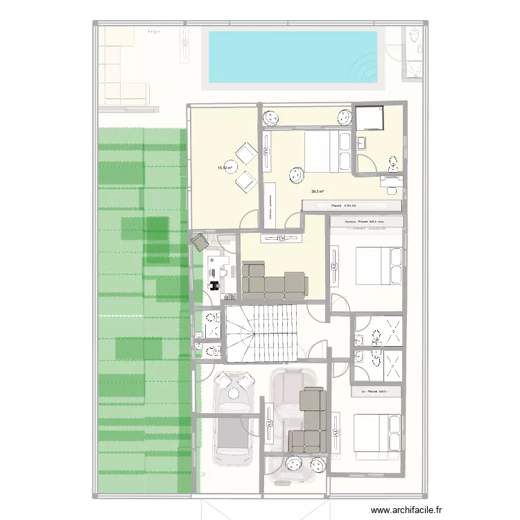 1er étage, avec bureau avec details rez de chaussée. Plan de 7 et 343 m² 1er étage, avec bureau avec details rez de chaussée. Plan de 7 et 343 m²