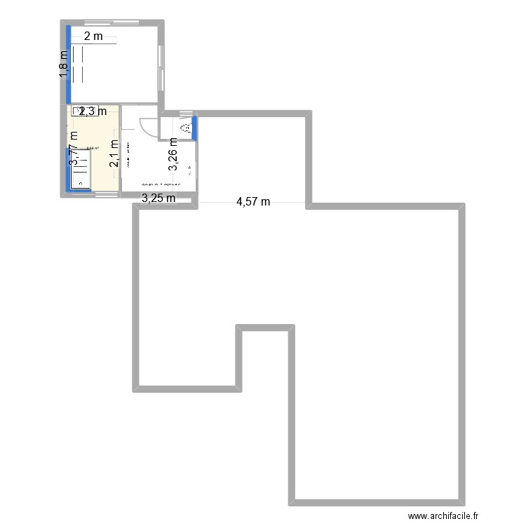 Bonnefous. Plan de 1 pièce et 9 m2