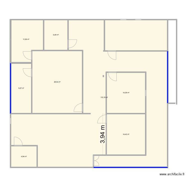 LMN. Plan de 8 pièces et 204 m2