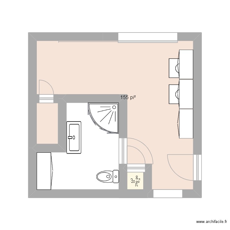 Franklin 2026-01-11. Plan de 2 pièces et 15 m2