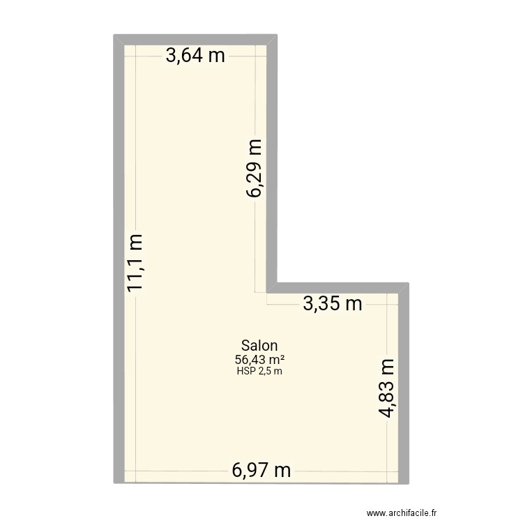 Veranda. Plan de 1 pièce et 56 m2