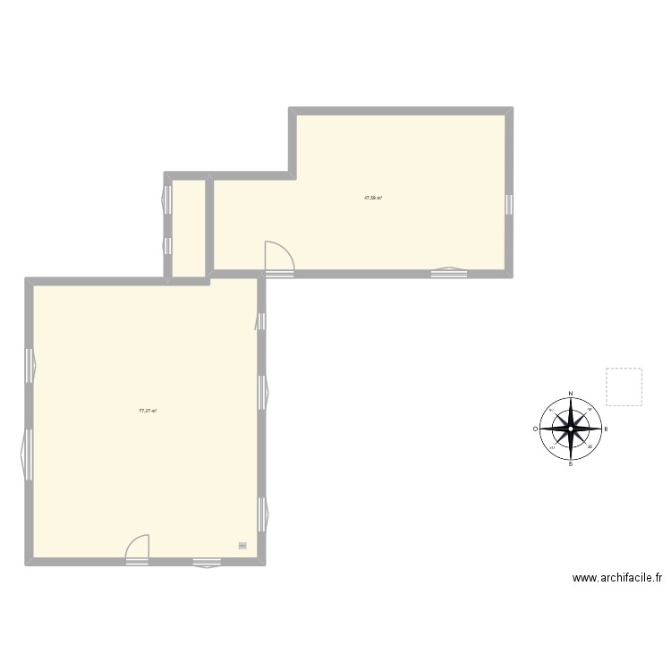 Françoise. Plan de 2 pièces et 125 m2