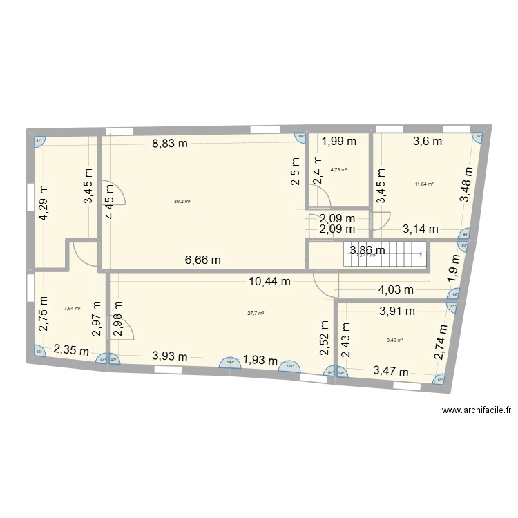 ETAGE 1 CONFIG MODULABLE T3 OU T2. Plan de 7 pièces et 104 m2