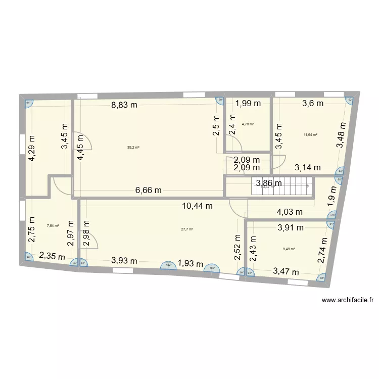 ETAGE 1 CONFIG MODULABLE T3 OU T2. Plan de 7  et 104 m²