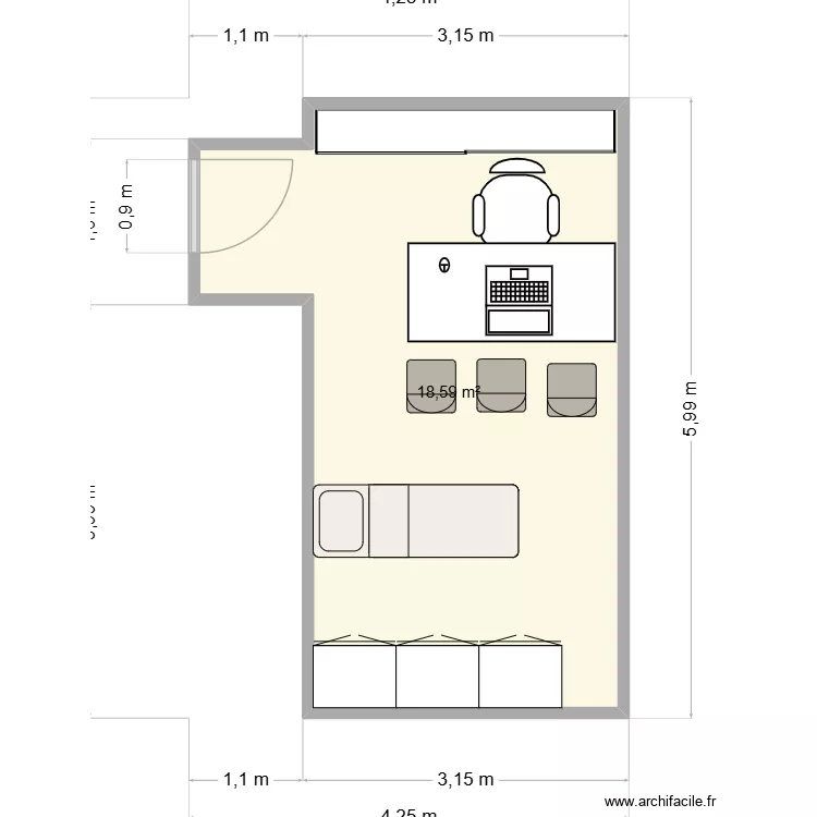 bureau Cécilia Alambic 1. Plan de 1 Pièce et 19 m² bureau Cécilia Alambic 1. Plan de 1 Pièce et 19 m²
