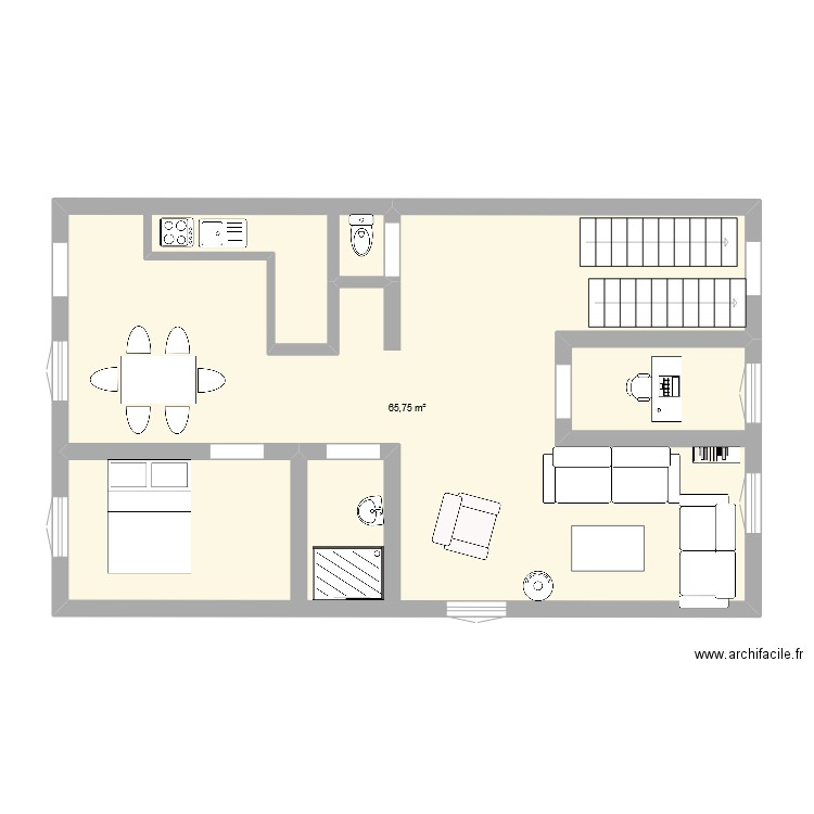 PBert. Plan de 1 pièce et 66 m2