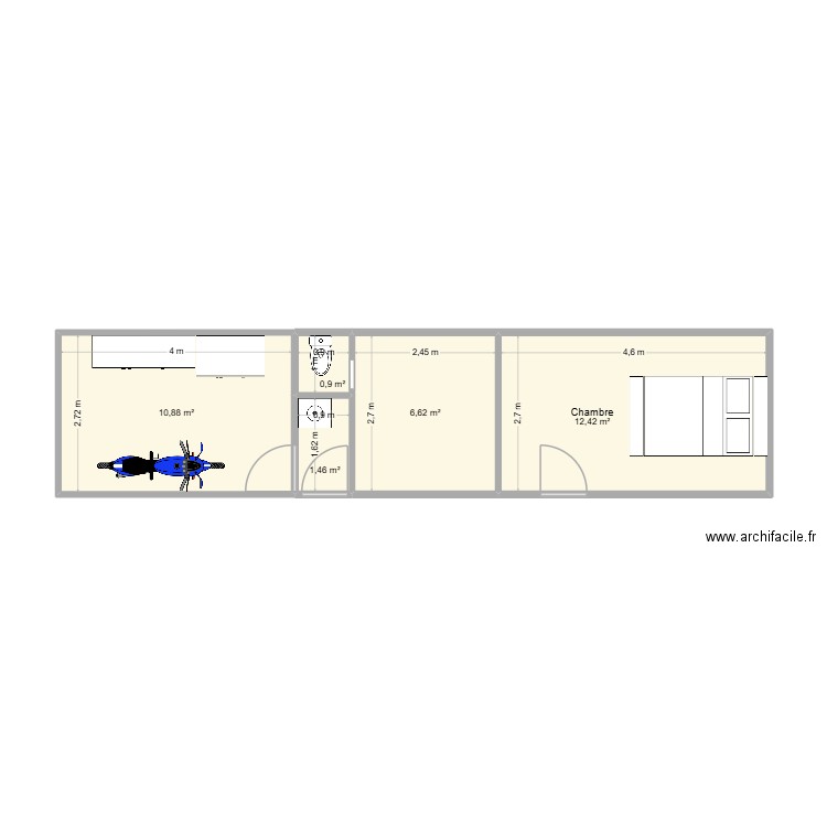 CHAMBRE P. Plan de 5 pièces et 32 m2