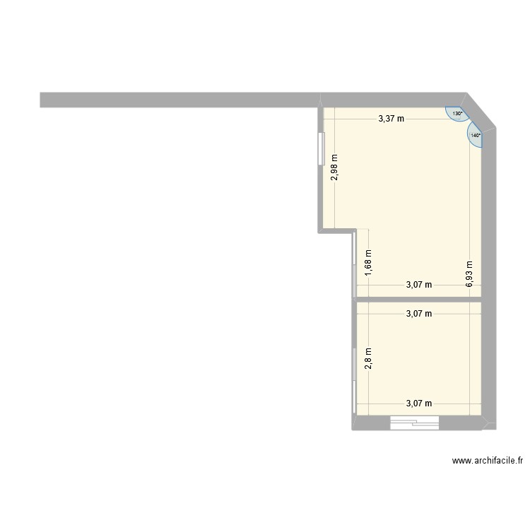 Talensac. Plan de 1 pièce et 25 m2
