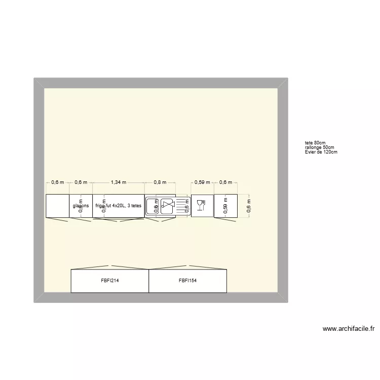 bar menuiserie. Plan de 1  et 32 m²