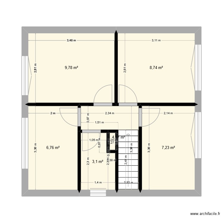 maison haut. Plan de 6 pièces et 40 m2
