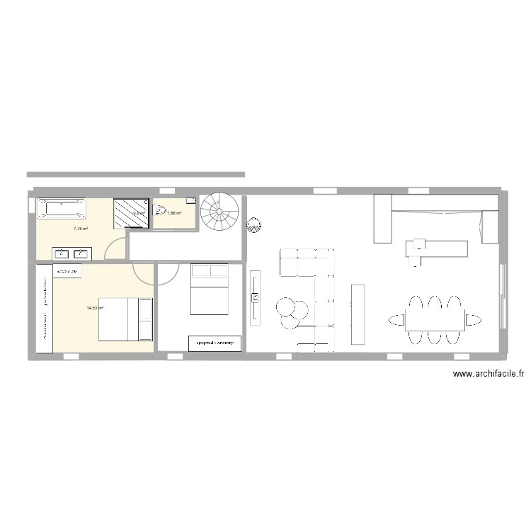 plan 4. Plan de 4 pièces et 25 m2