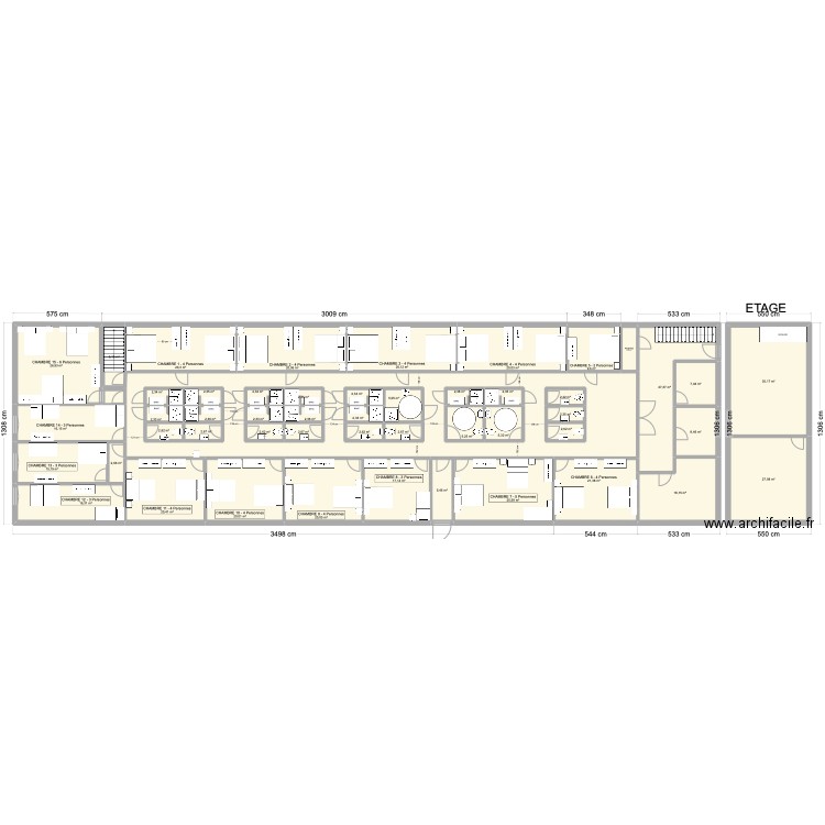 Grand Atelier atelier Gite 50 personnes V2. Plan de 51 pièces et 679 m2