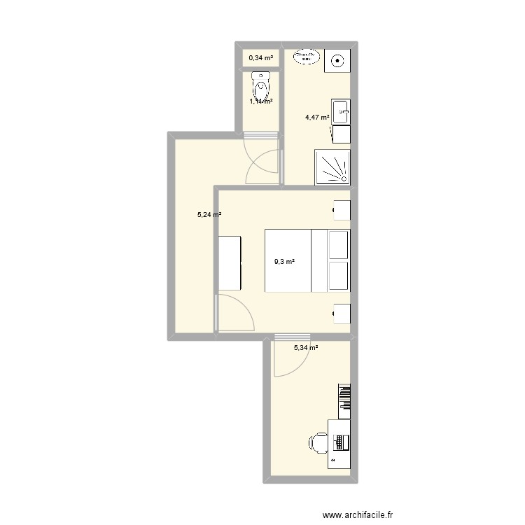 bray dunes sous sol. Plan de 6 pièces et 26 m2