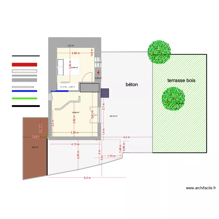 a casuccia &eacute;tat initial avec terrasse. Plan de 