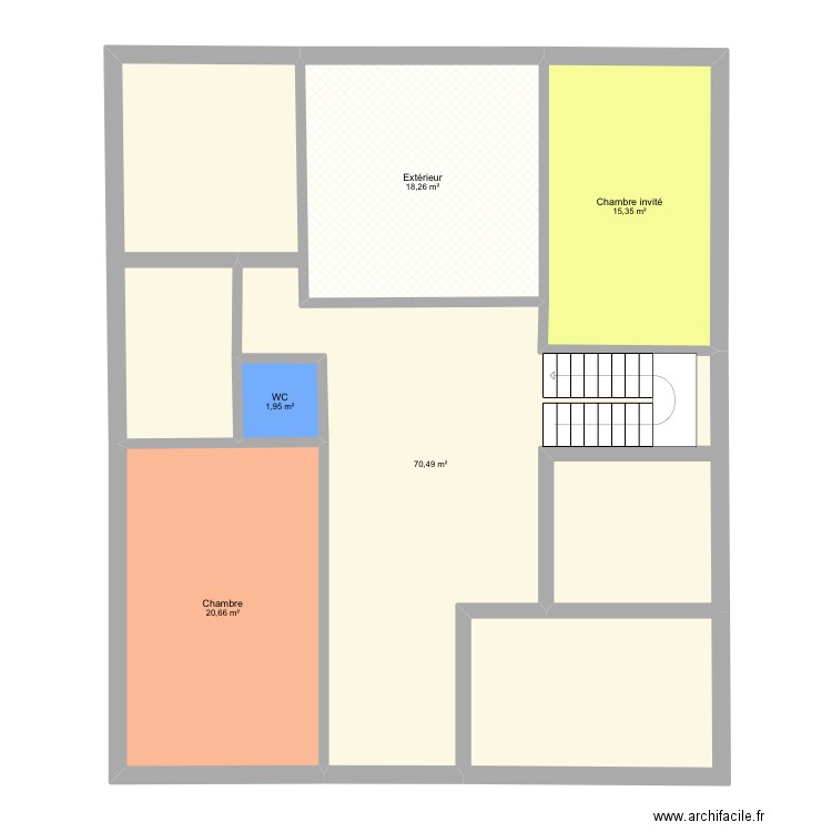 1 étage. Plan de 5 pièces et 129 m2