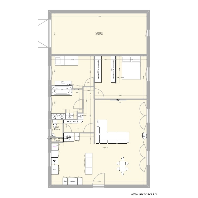 Maison Massieux 3. Plan de 7 pièces et 116 m2
