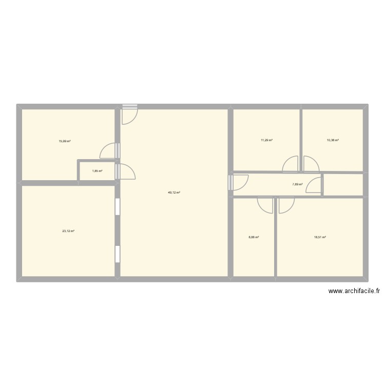 essai. Plan de 9 pièces et 147 m2