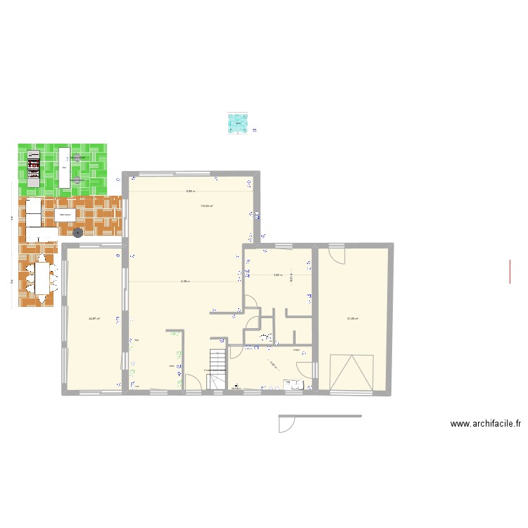 fanfan kiki plan prises implantation. Plan de 3 pièces et 166 m2