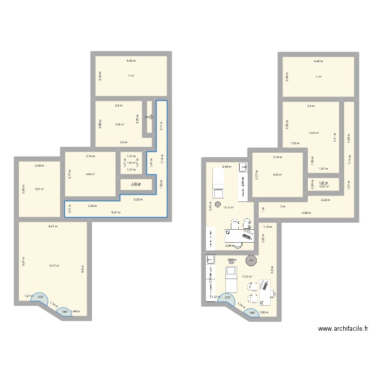 local a 3. Plan de 16 pièces et 153 m2