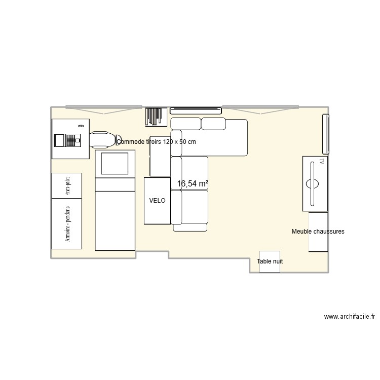 NANDY FINAL. Plan de 1 pièce et 17 m2