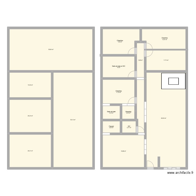 maiosn. Plan de 15 pièces et 318 m2